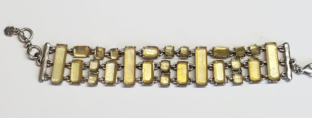 Lucky Brand Silver Tone Yellow Acrylic Stone Bracelet 8 in.